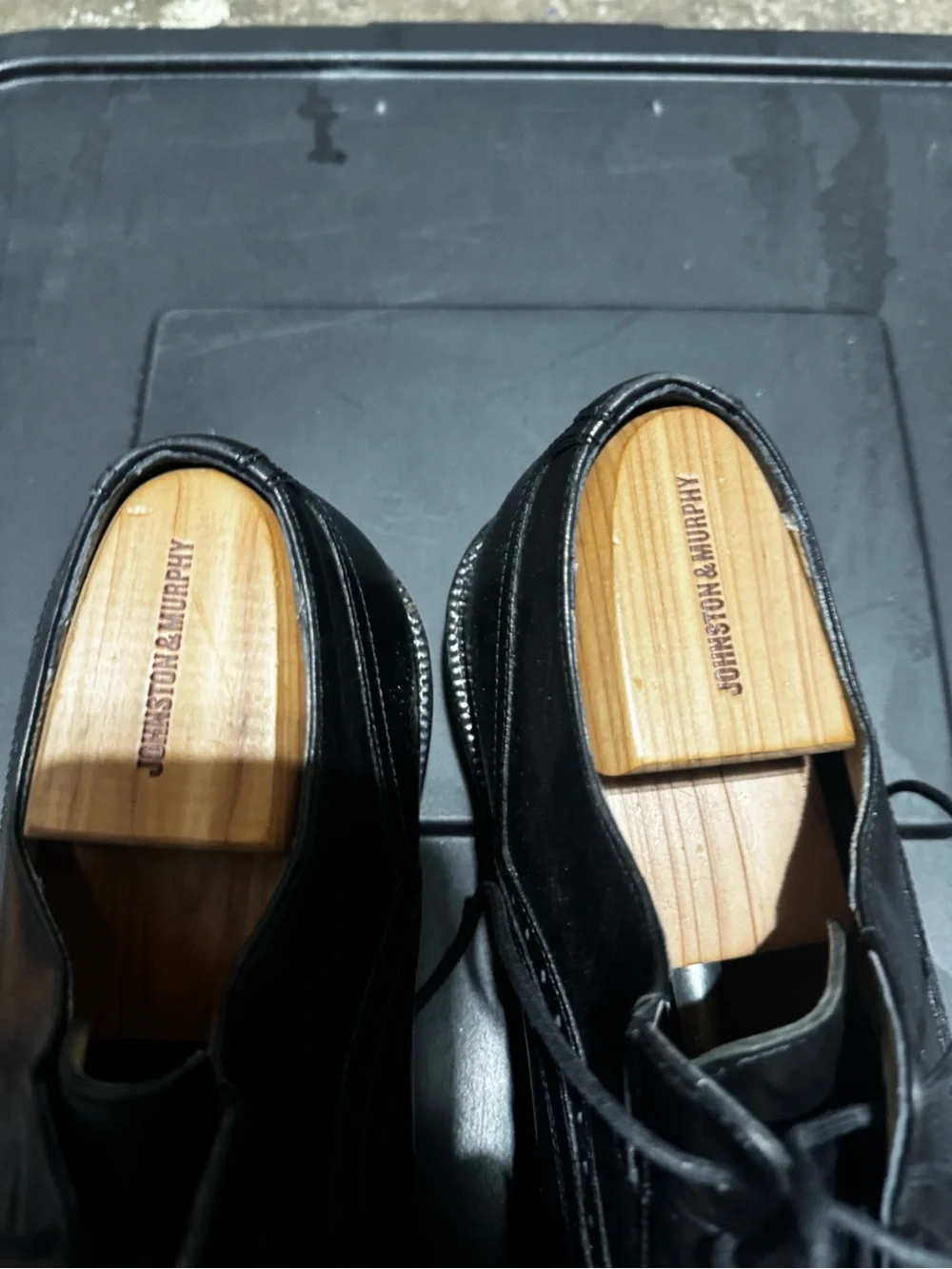Johnston & Murphy Black Leather Derby Shoes